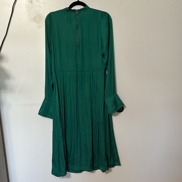 Free People Green Embroidered Slit Satin Maxi Fancy Dress Size Small - Picture 6 of 8